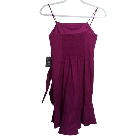 Express Pink Linen Mini Ruffle Wrap Sleeveless Dress Size XS - Picture 2 of 9